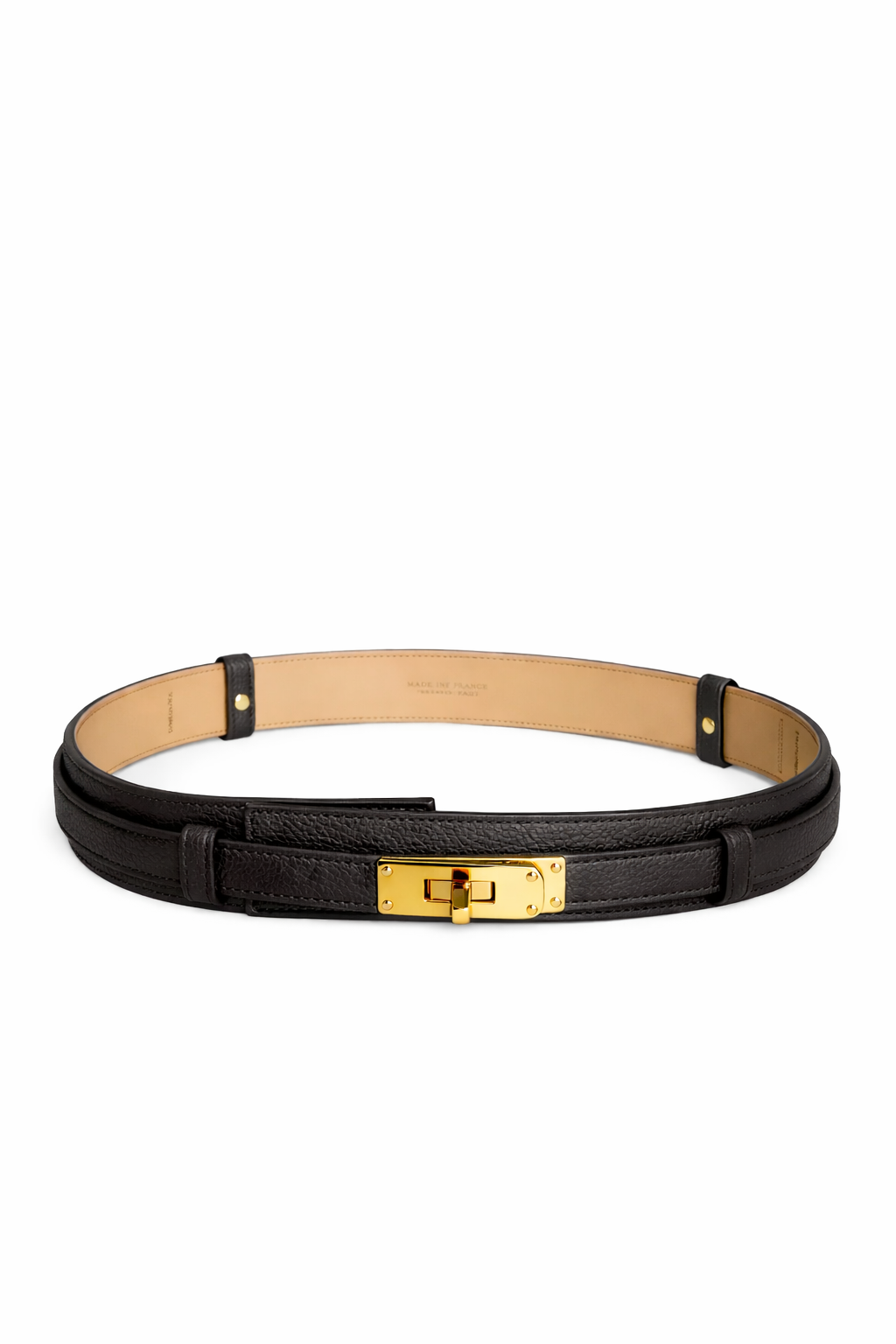 Adjustable Italian Leather Belt with Gold Buckle by Modex™