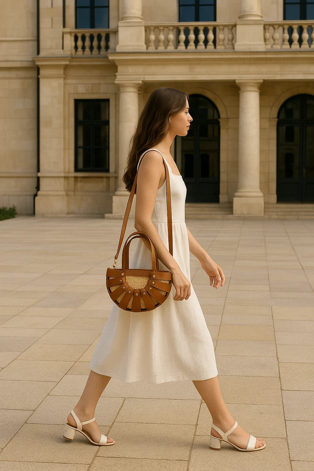 Premium Leather and Raffia Handbag – Made in Italy