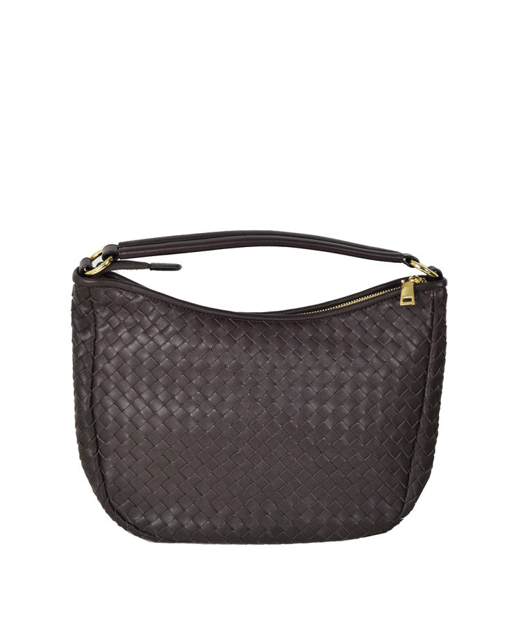 Woven Leather Shoulder Bag — Removable Strap