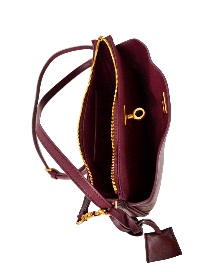 Leather Shoulder Bag with Twist Lock