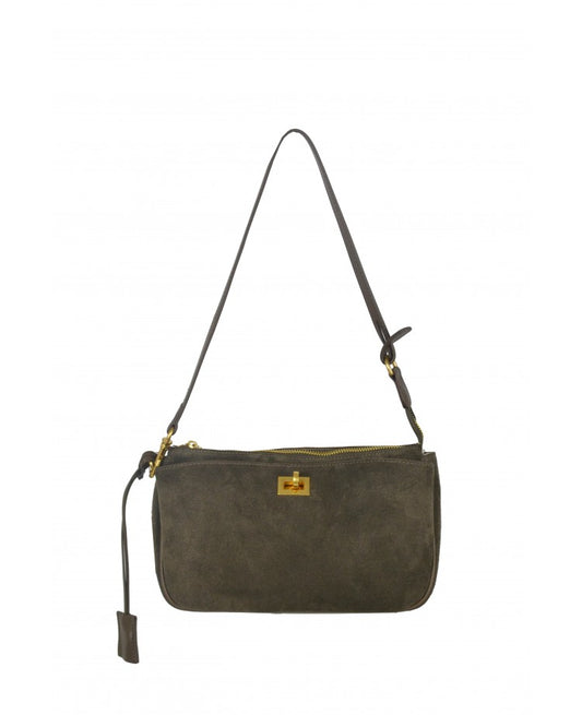 Twist Suede Shoulder Bag