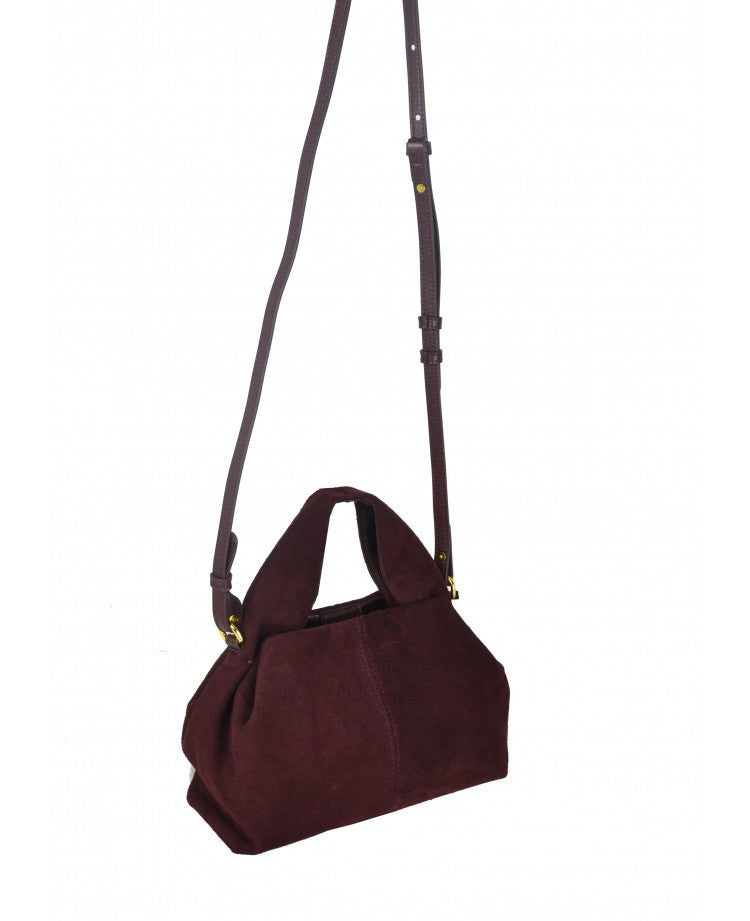 Suede Leather Top Handle Bag with Removable Strap