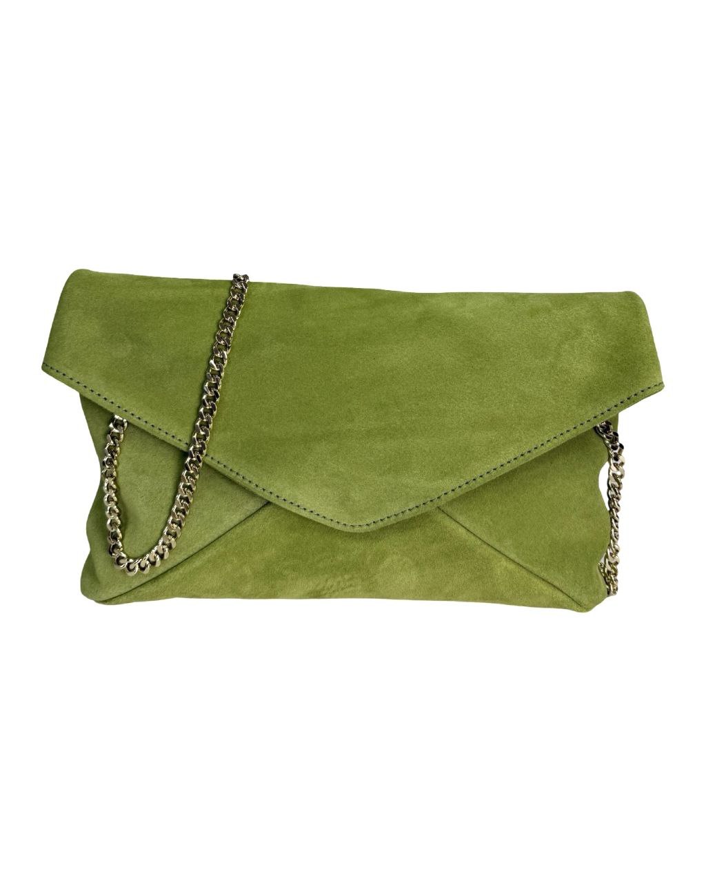 Italian Leather Envelope Bag with Chain Strap by Modex™