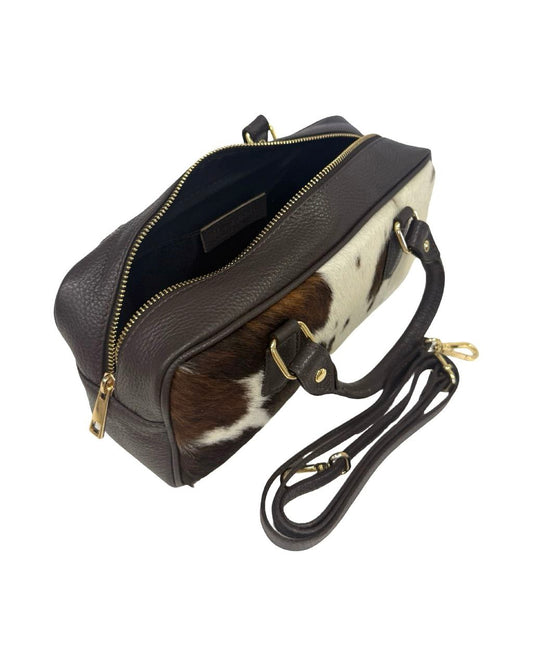 Hair-On Italian Leather Top-Handle Bag — Compact Statement