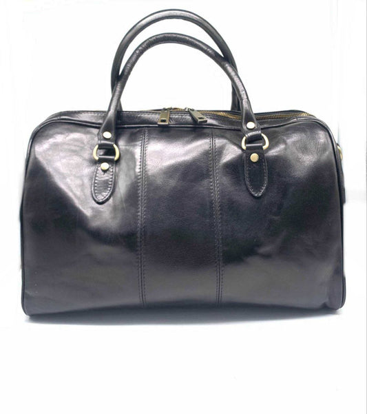 Genuine Leather Travel Duffel — Removable Shoulder Strap