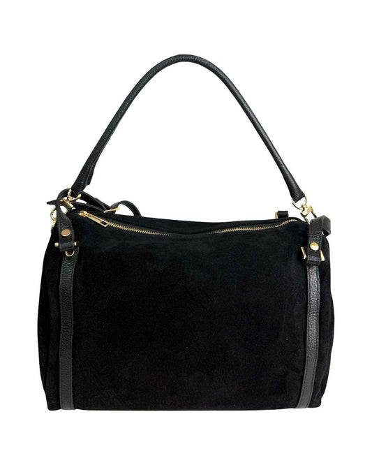 Suede Top-Zip Satchel — Made in Italy