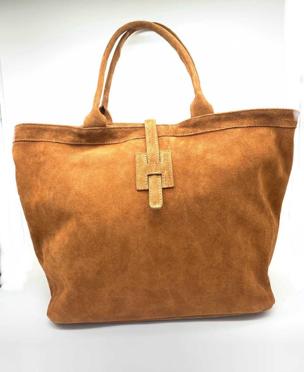 Suede Top-Handle Bag with Knot Detail