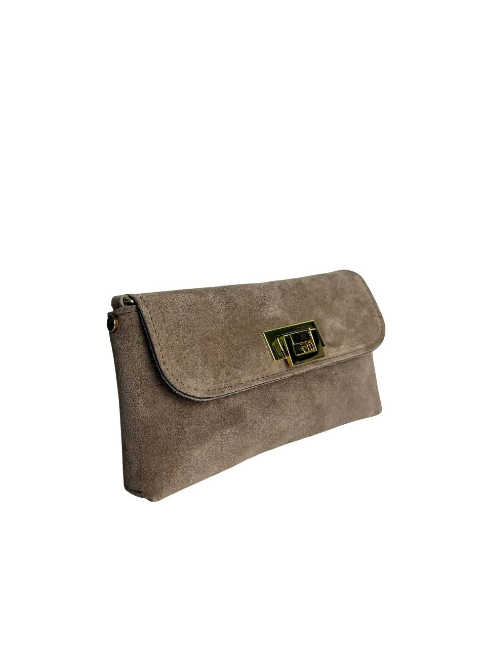 Mini Italian Leather Clutch with Gold Chain by Modex™