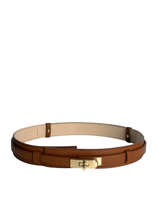 Adjustable Italian Leather Belt with Gold Buckle by Modex™