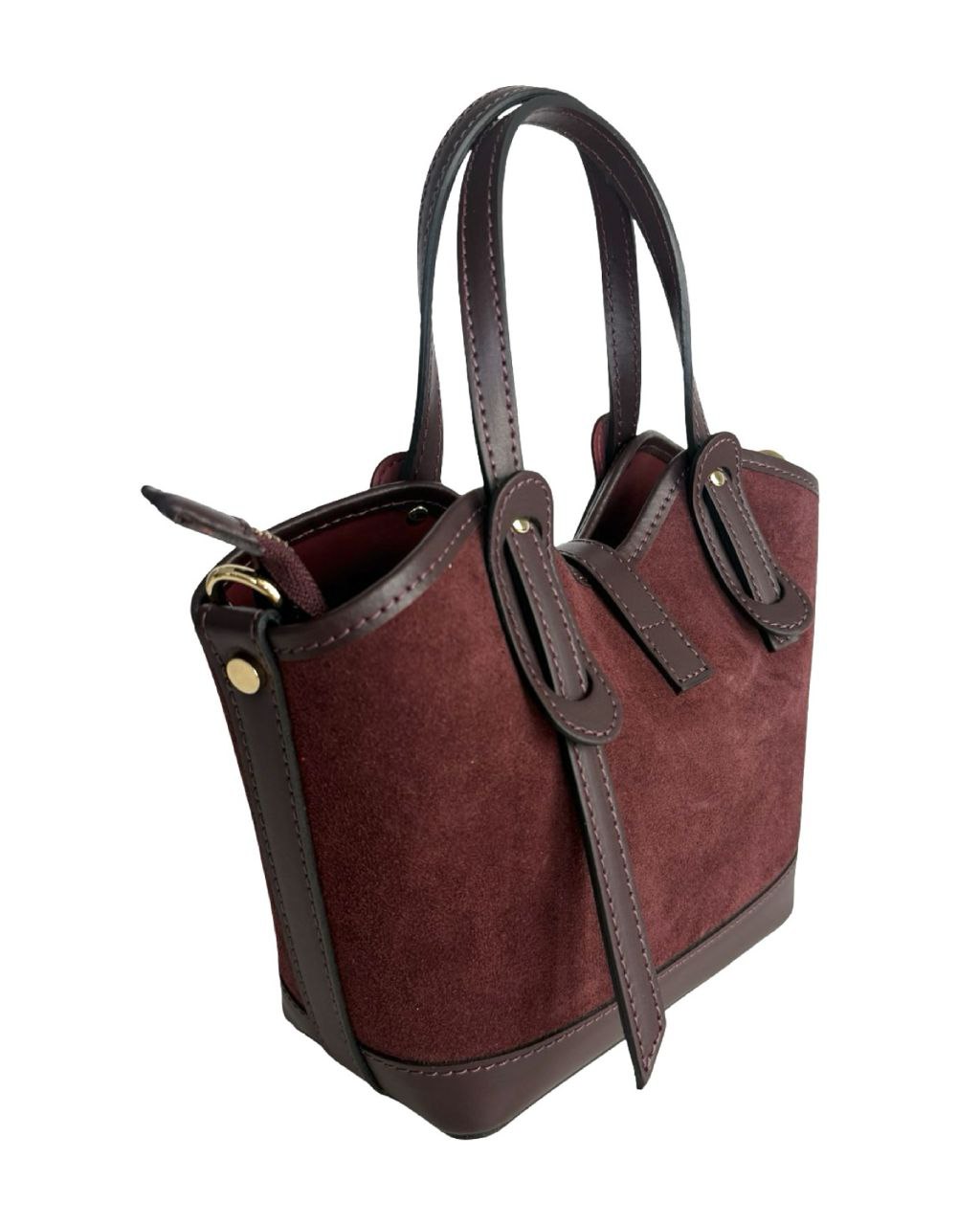 Suede & Leather Mini Satchel — Made in Italy