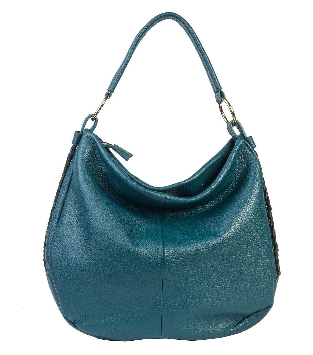 Italian Leather Hobo Bag with Braided Side Details by Modex™