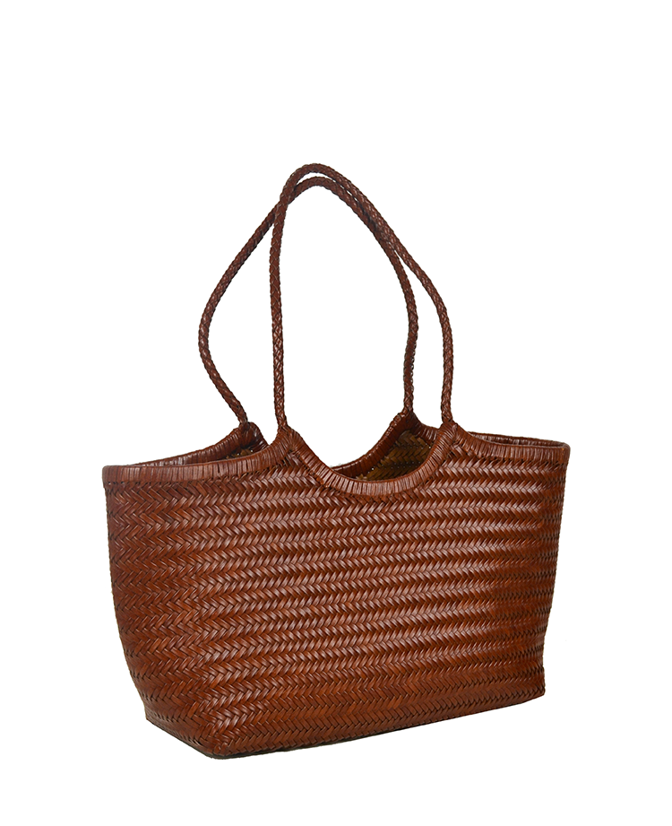 Maxi Shopping Bag Intrecciata — hand-woven leather with inner pouch