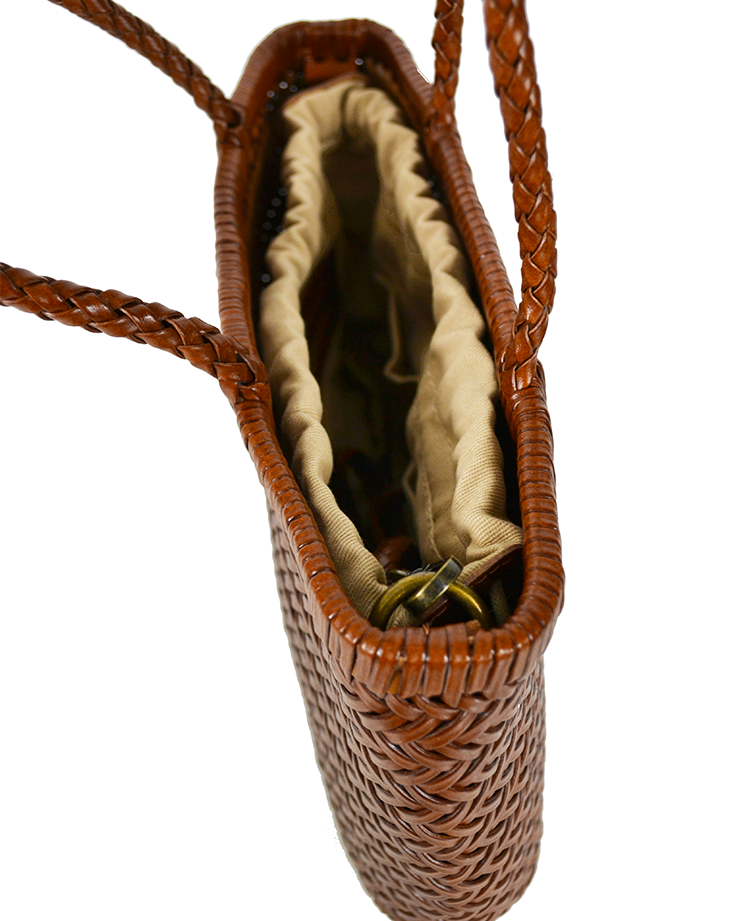 Hand-Woven Leather Tote with Removable Pouch