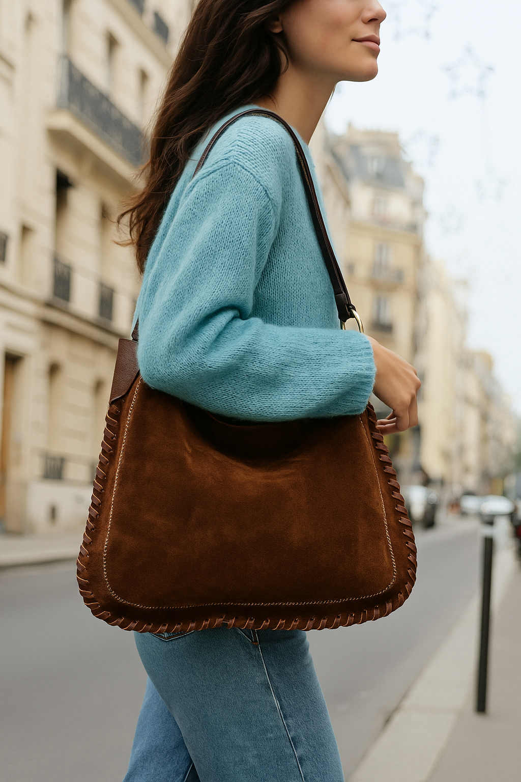 Italian Leather Shoulder Bag with Hand-Stitched Details by Modex™