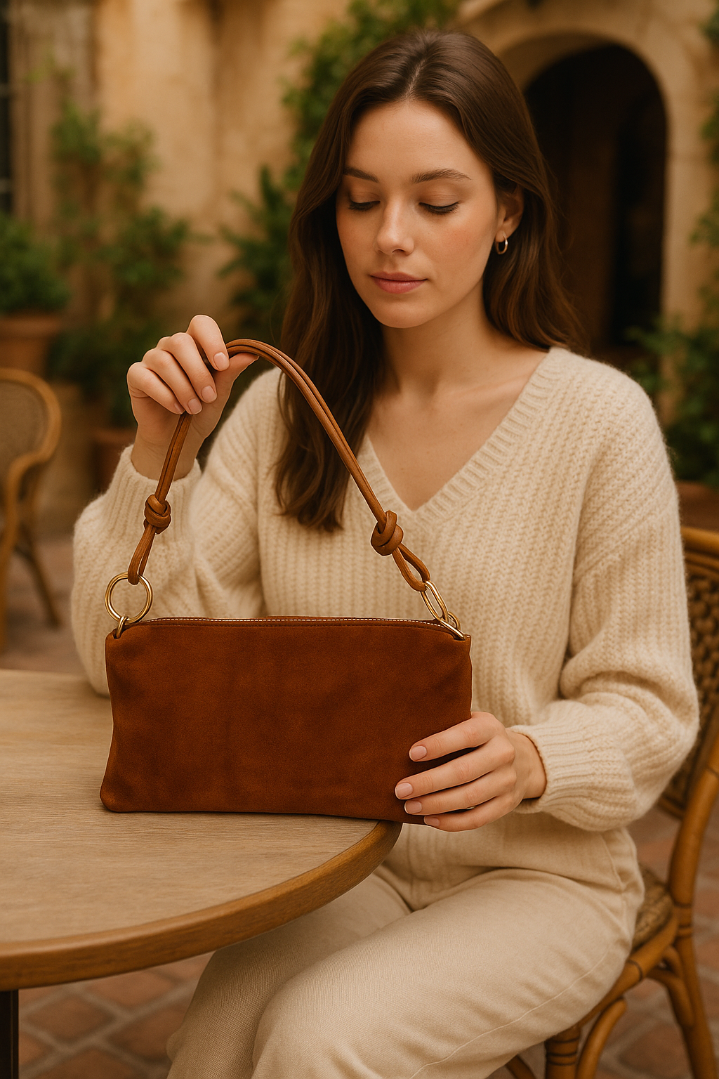 Compact Italian Leather Bag with Straps by Modex™