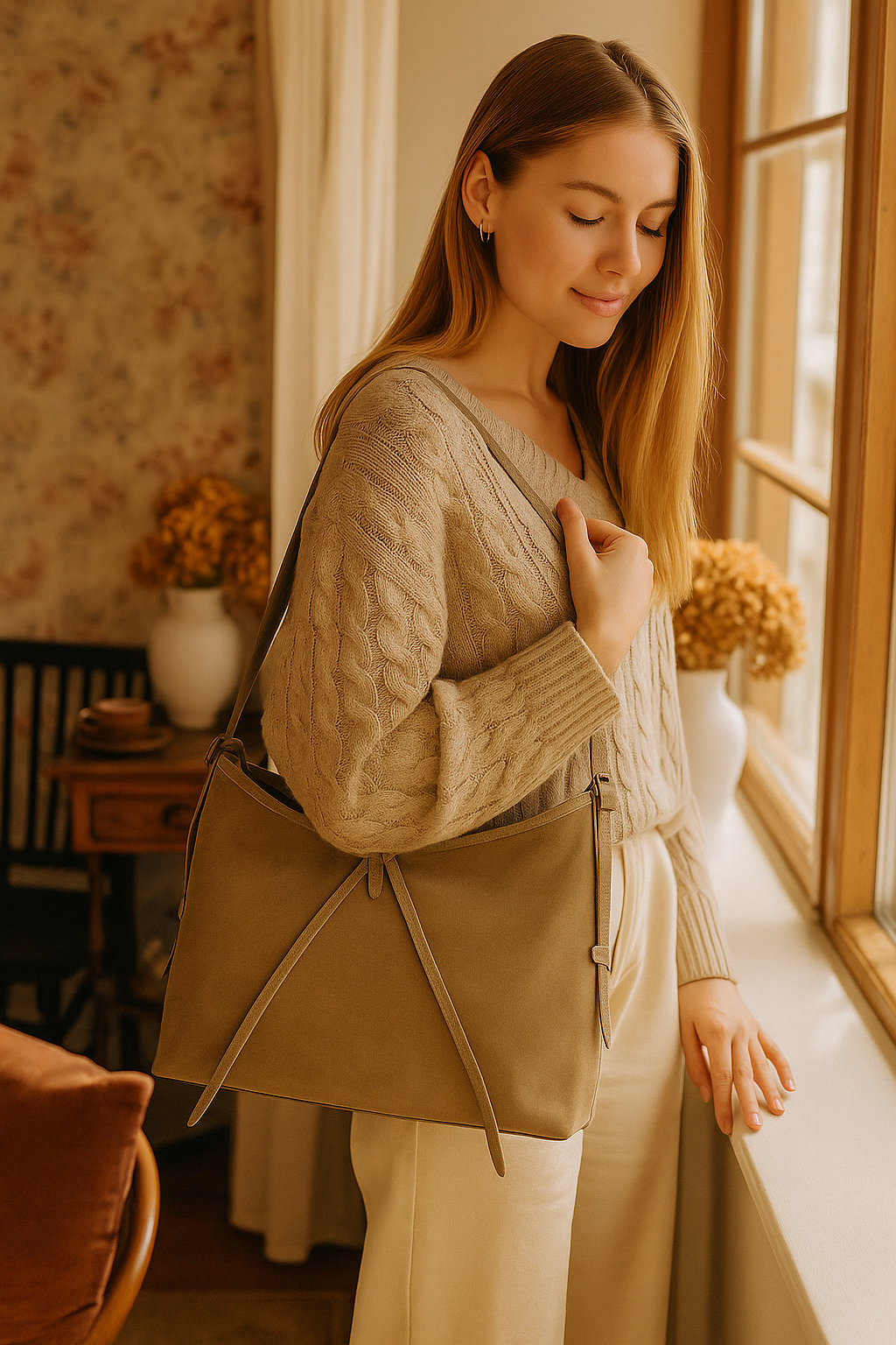 Structured Italian Leather Shoulder Bag with Adjustable Strap by Modex™