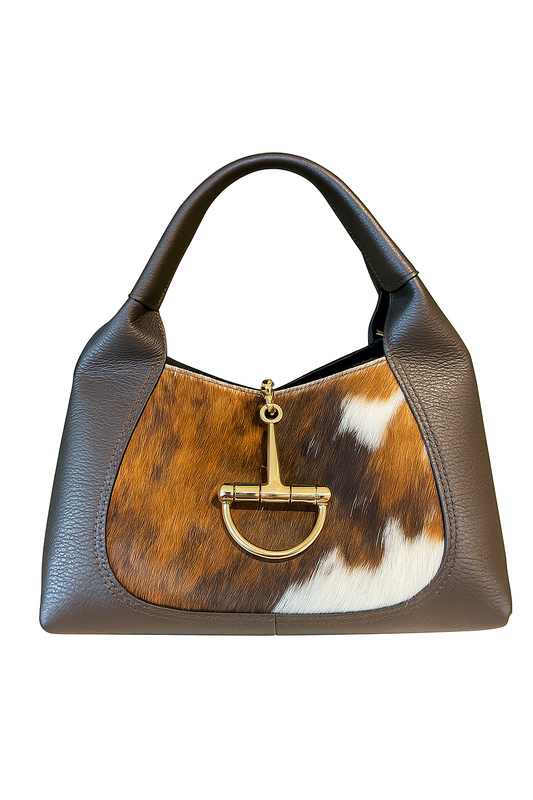 Italian Haircalf & Leather Top-Handle Bag — statement elegance