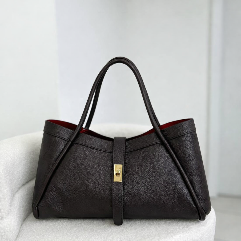 Italian Leather Structured Tote Bag