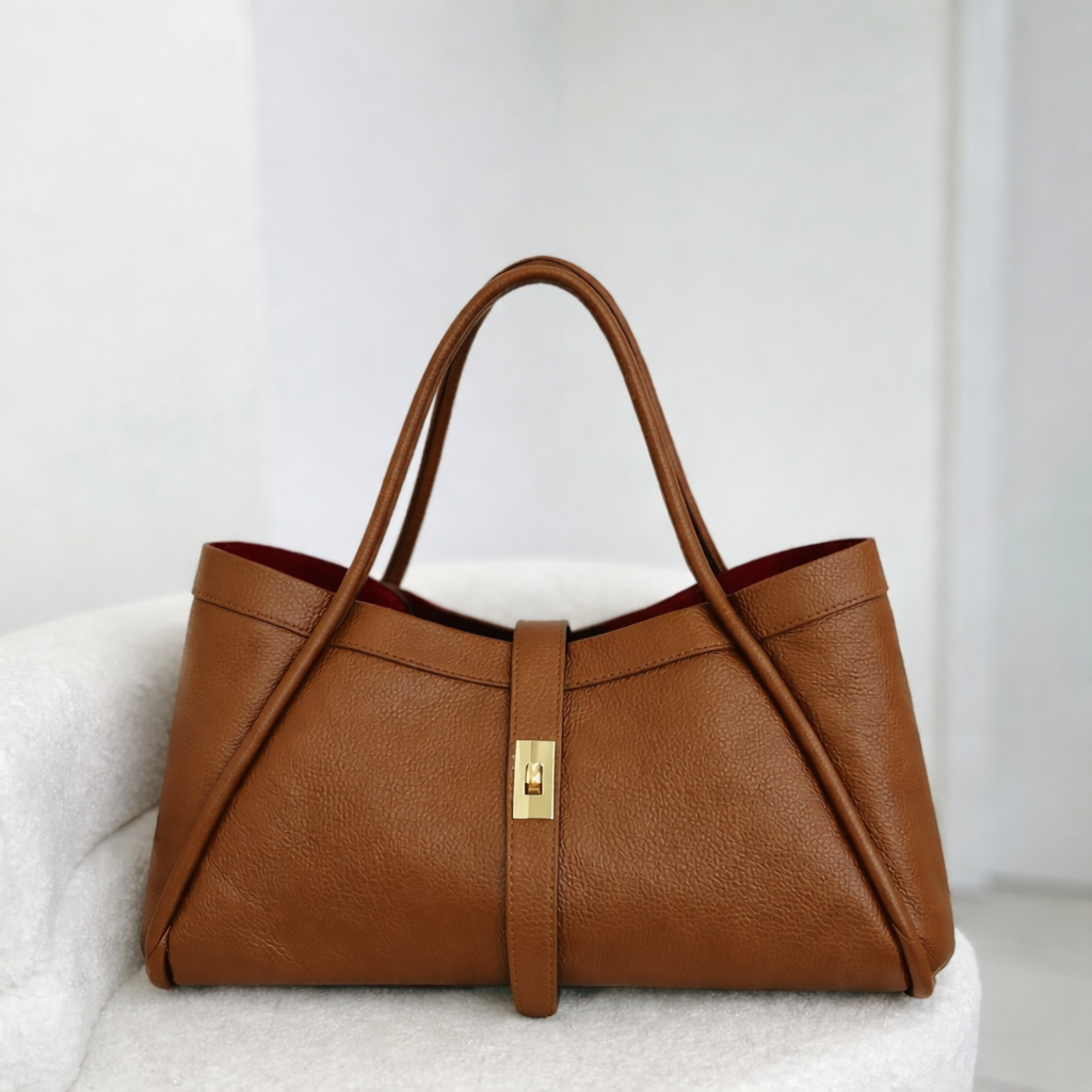 Italian Leather Structured Tote Bag