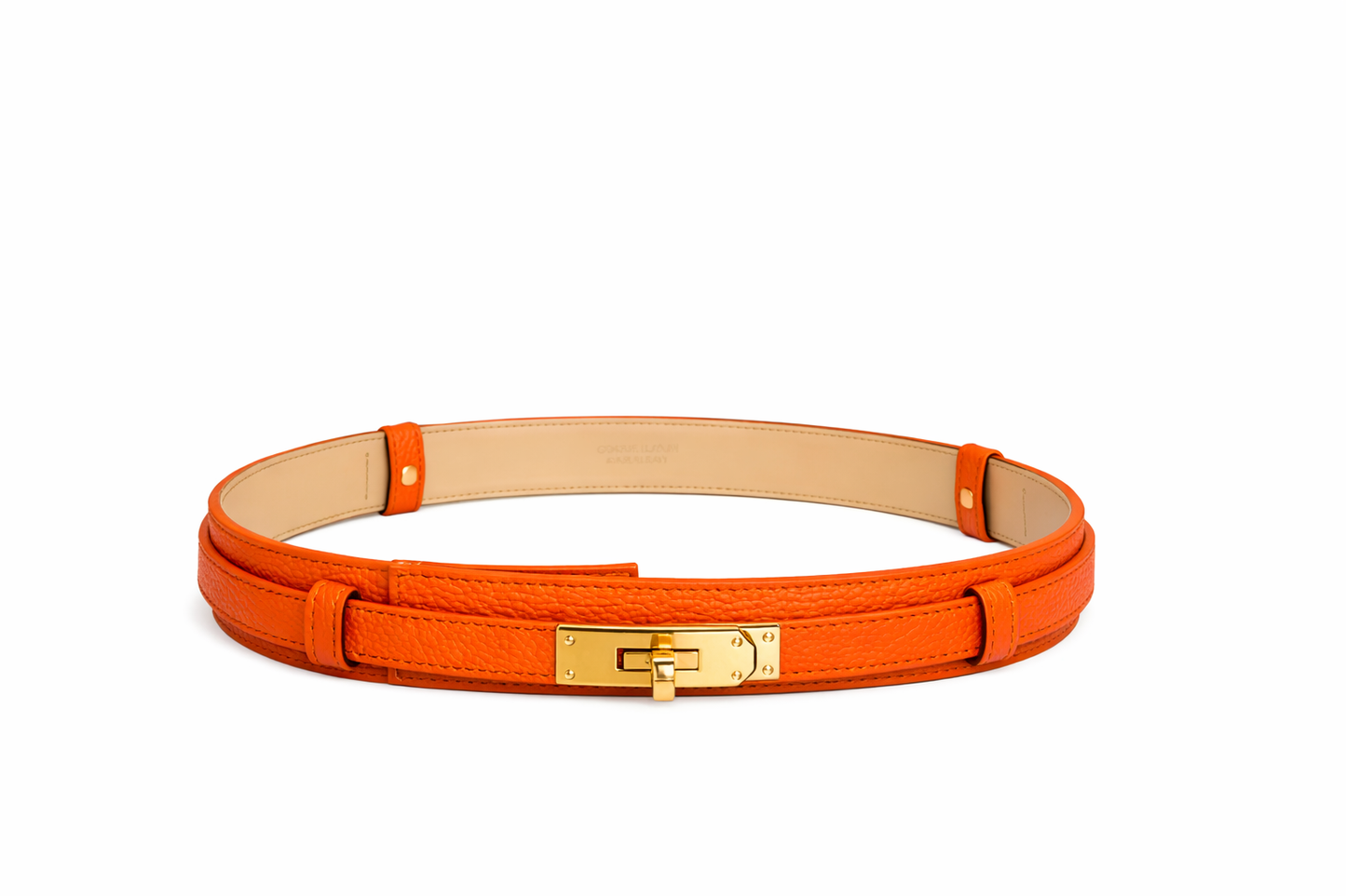 Adjustable Italian Leather Belt with Gold Buckle by Modex™