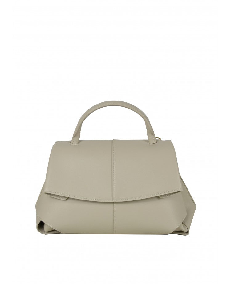 Minimal Leather Top-Handle Bag with Wide Strap