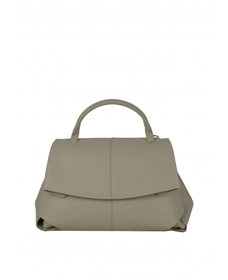 Minimal Leather Top-Handle Bag with Wide Strap