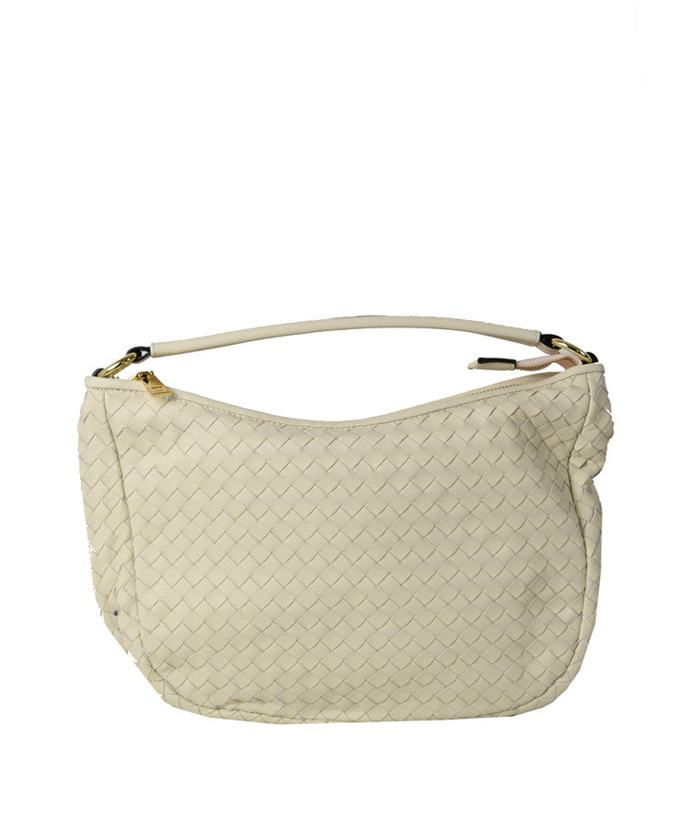 Woven Leather Shoulder Bag — Removable Strap