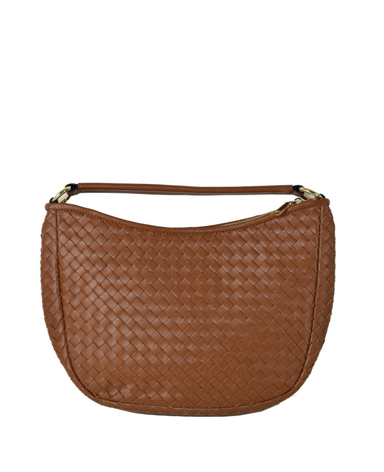 Woven Leather Shoulder Bag — Removable Strap
