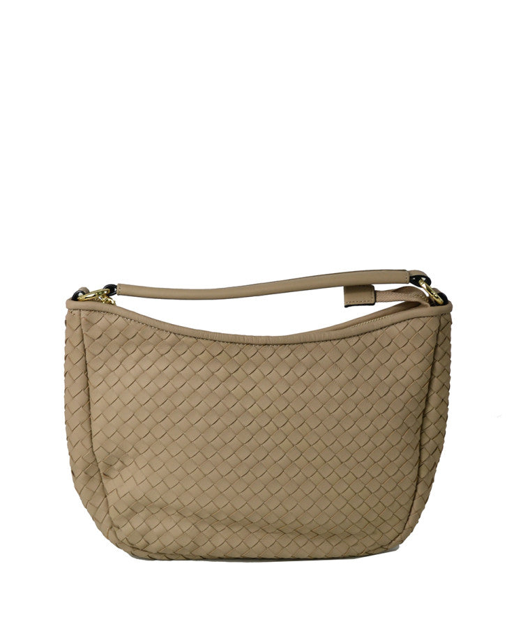 Woven Leather Shoulder Bag — Removable Strap