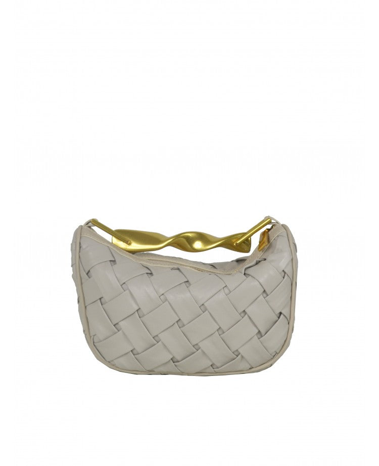 Woven Leather Mini Bag with Architectural Detail