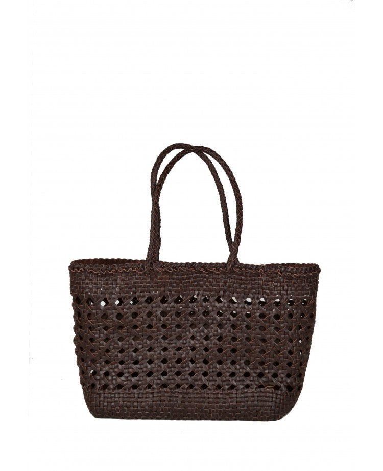 Perforated Woven Leather Tote with Removable Pouch