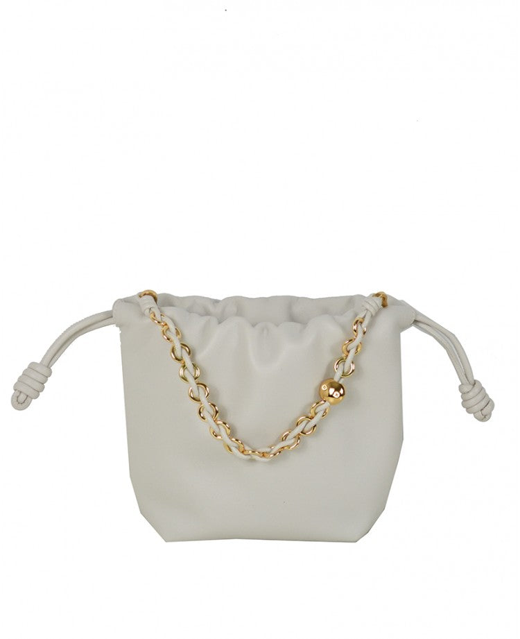 Mini Leather Handbag with Jewel Chain Strap