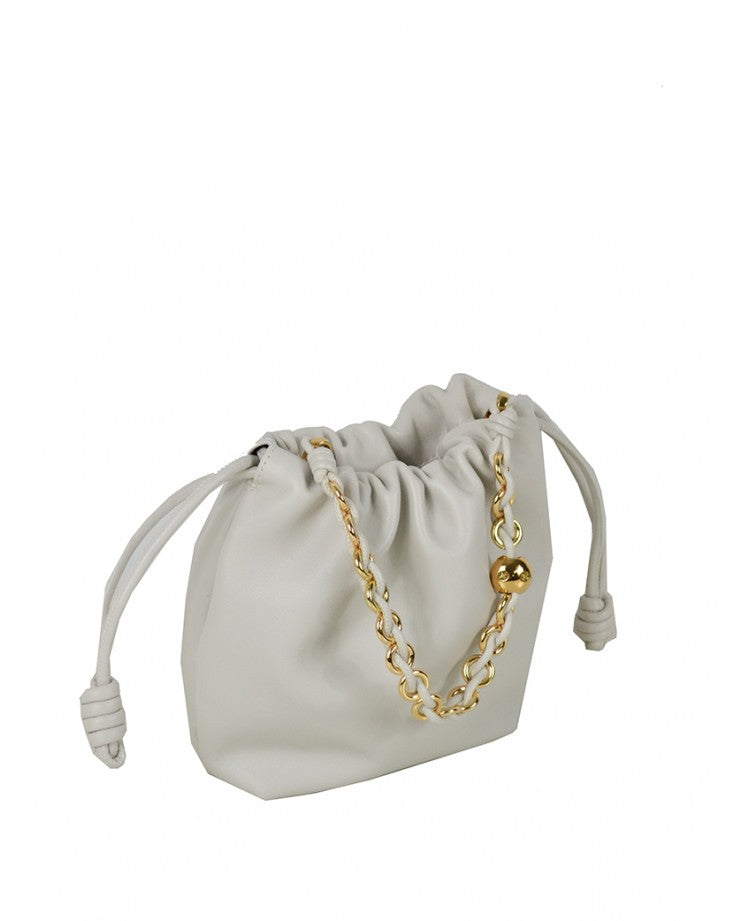 Mini Leather Handbag with Jewel Chain Strap