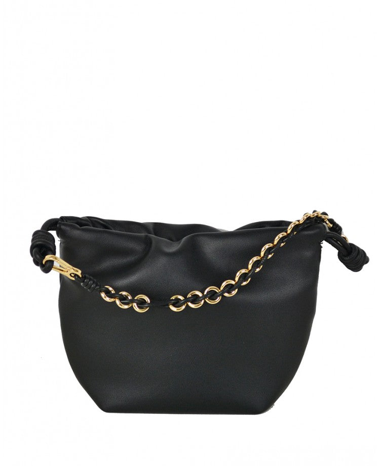 Mini Leather Handbag with Jewel Chain Strap