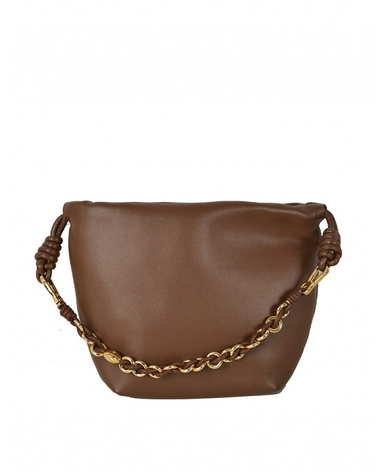 Mini Leather Handbag with Jewel Chain Strap