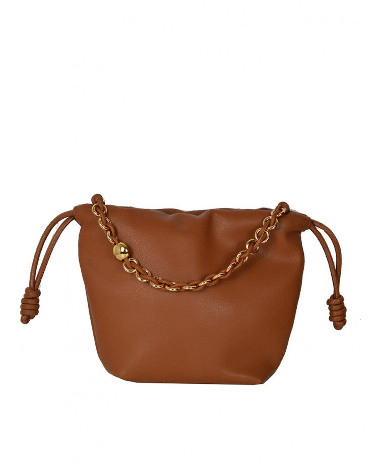 Mini Leather Handbag with Jewel Chain Strap