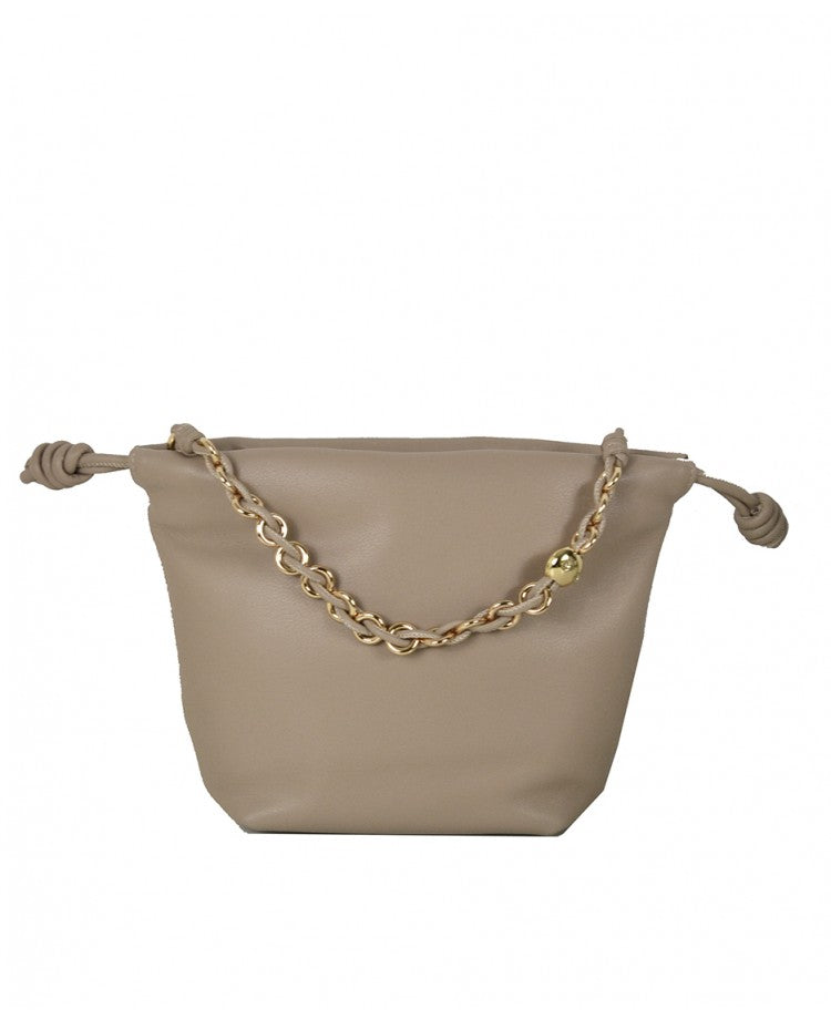 Mini Leather Handbag with Jewel Chain Strap