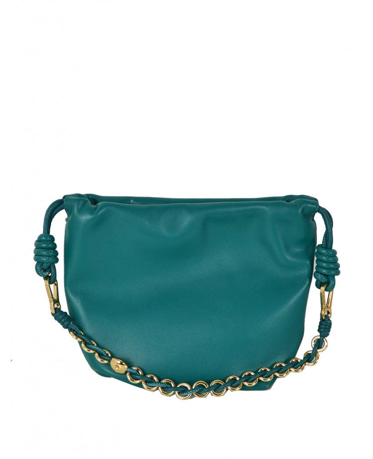 Mini Leather Handbag with Jewel Chain Strap