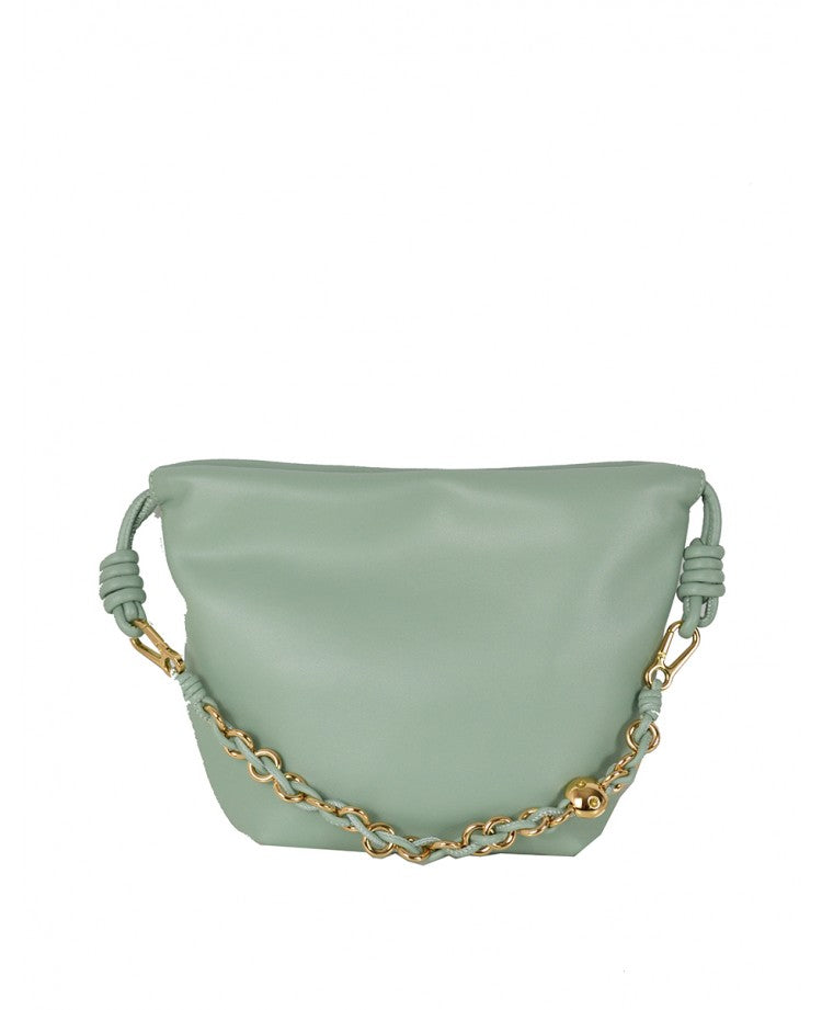 Mini Leather Handbag with Jewel Chain Strap