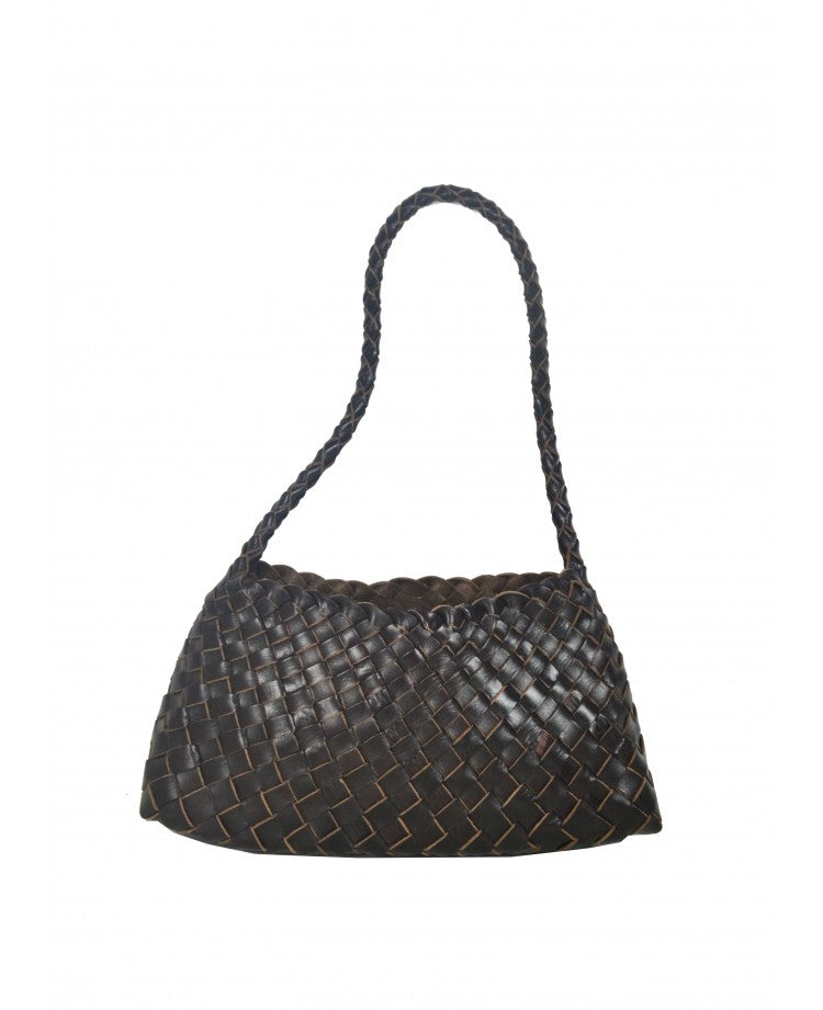 Woven Leather Mini Pouch with Drawstring