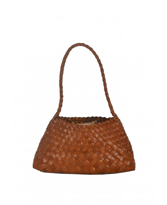 Woven Leather Mini Pouch with Drawstring