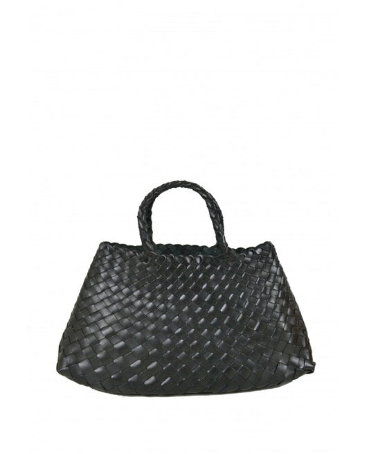 Woven Leather Top-Handle Bag
