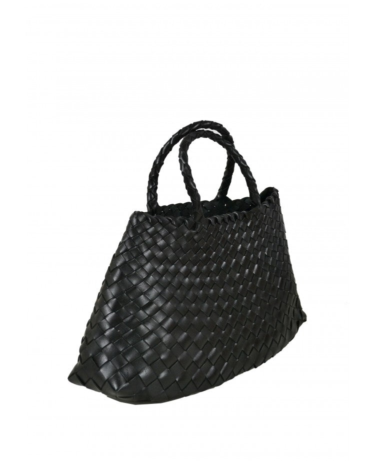 Woven Leather Top-Handle Bag