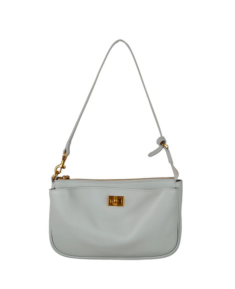 Leather Shoulder Bag with Twist Lock