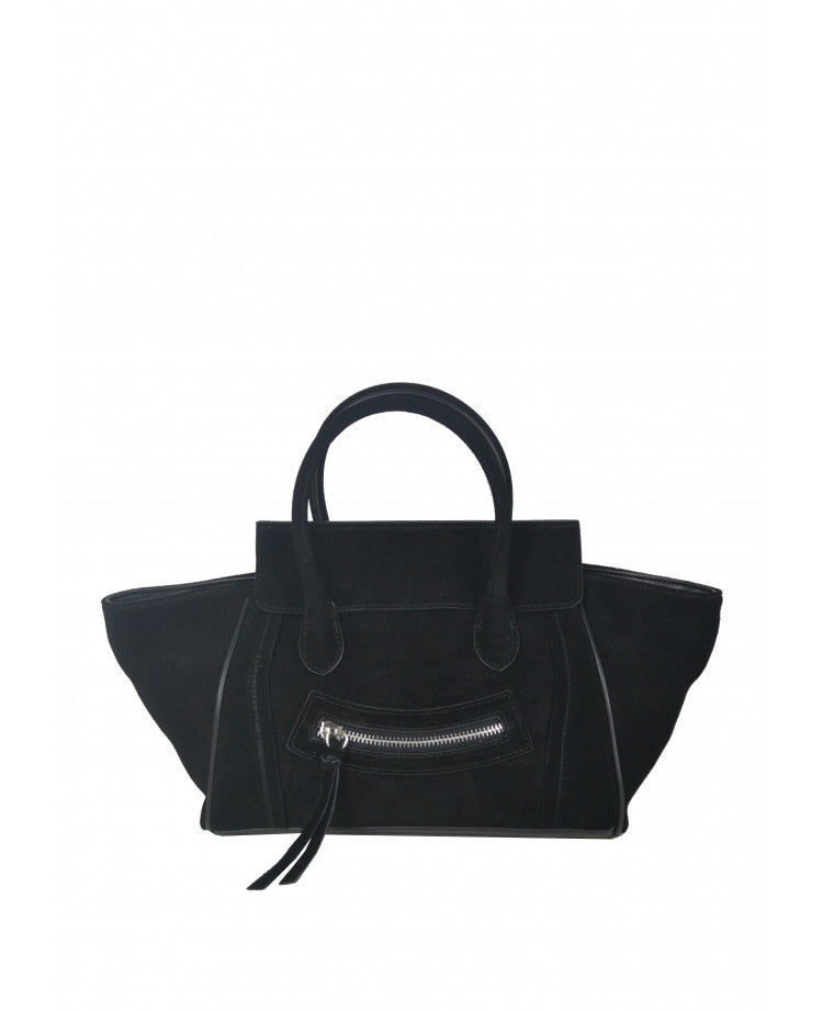 Smiley Suede & Leather Satchel