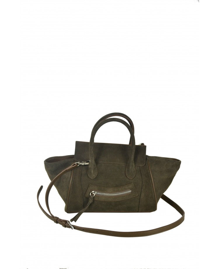 Smiley Suede & Leather Satchel