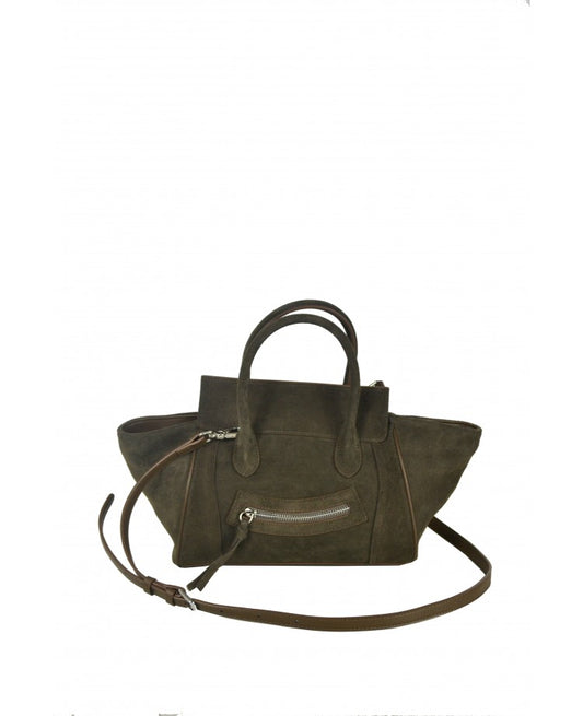 Smiley Suede & Leather Satchel
