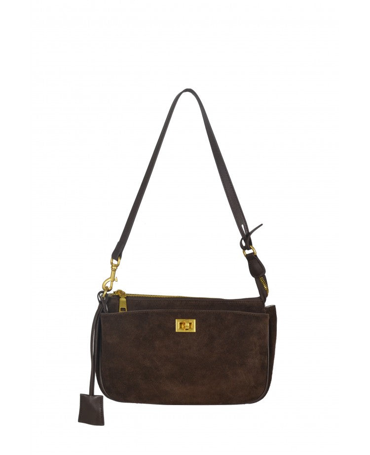 Twist Suede Shoulder Bag
