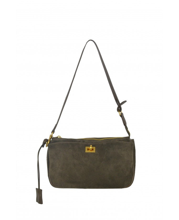 Twist Suede Shoulder Bag