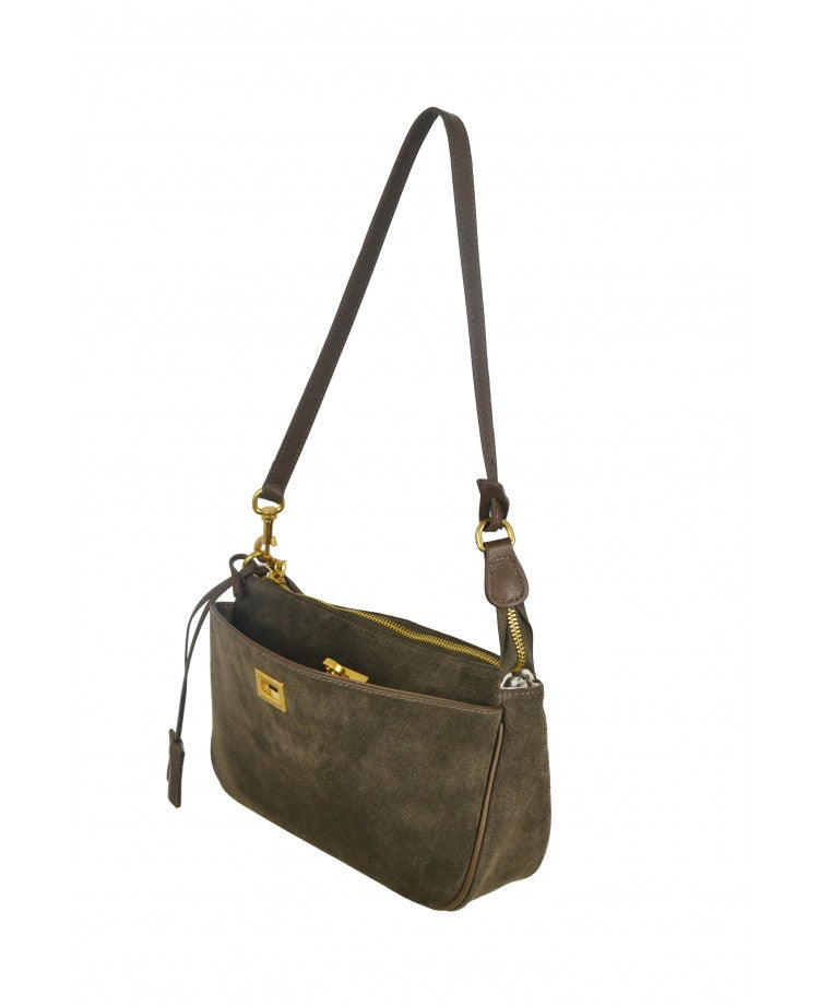 Twist Suede Shoulder Bag